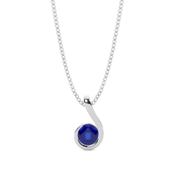 Semi Lünette Blauer Saphir Solitaire Anhänger