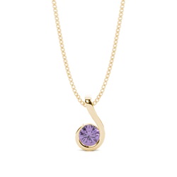 Semi Bezel Round Amethyst Solitaire Pendant