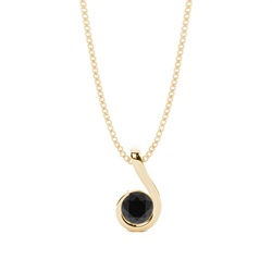 Semi Bezel Setting Classic Solitaire Black Diamond Pendant