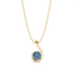 Semi Bezel Round Blue Topaz Solitaire Pendant