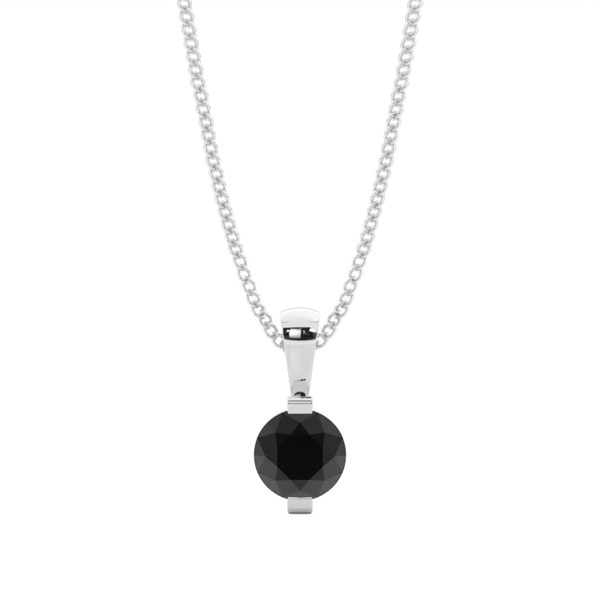 Bar Setting Classic Solitaire Black Diamond Pendant