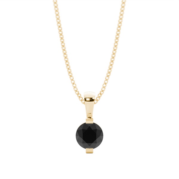 Bar Setting Classic Solitaire Black Diamond Pendant