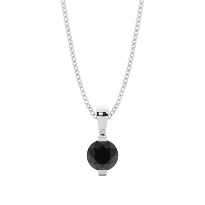 Bar Setting Classic Solitaire Black Diamond Pendant