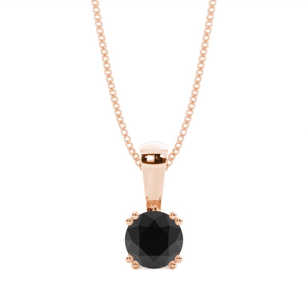 Prong Setting Classic Black Diamond Solitaire Pendant