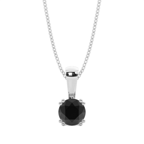 Prong Setting Classic Black Diamond Solitaire Pendant