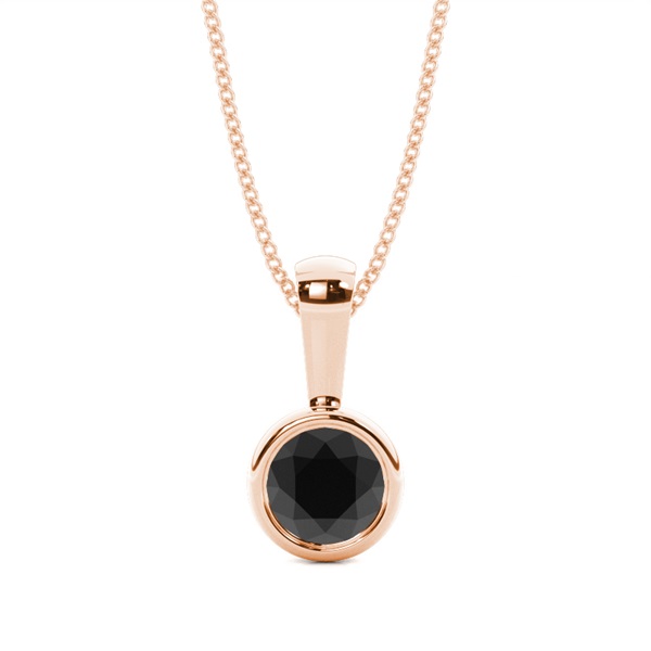 Full Bezel Setting Classic Solitaire Black Diamond Pendant