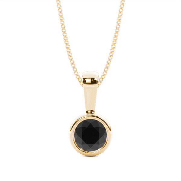 Full Bezel Setting Classic Solitaire Black Diamond Pendant