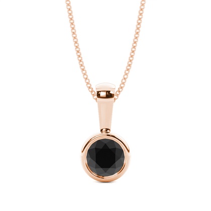Full Bezel Setting Classic Solitaire Black Diamond Pendant
