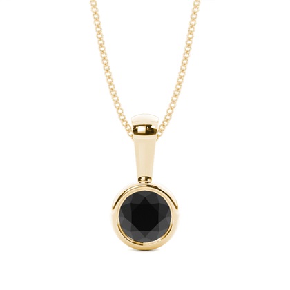 Full Bezel Setting Classic Solitaire Black Diamond Pendant