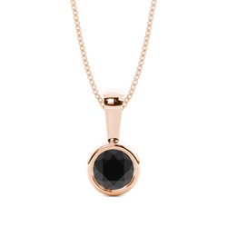 Full Bezel Setting Classic Solitaire Black Diamond Pendant
