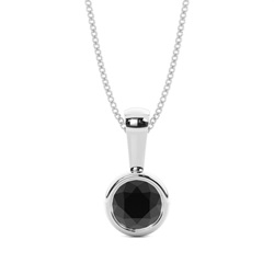 Klassischer Solitar Schwarze Diamant Anhänger in einer Zargenfassung