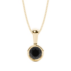 Full Bezel Setting Classic Solitaire Black Diamond Pendant