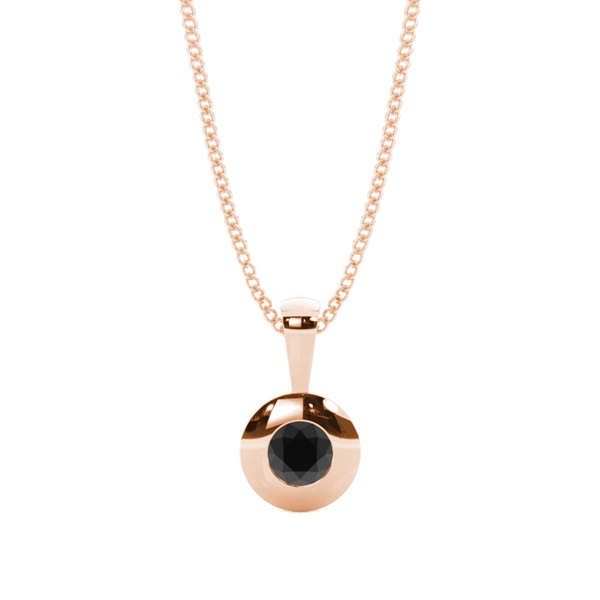 Full Bezel Setting Classic Solitaire Black Diamond Pendant