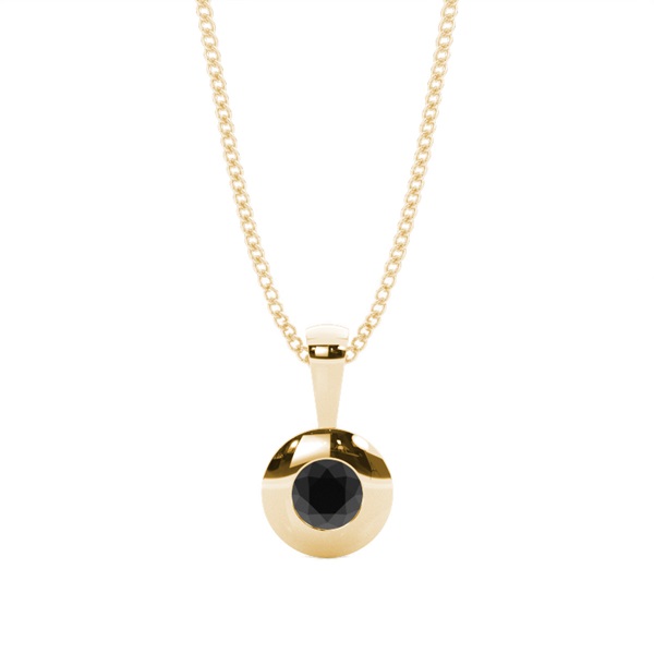 Full Bezel Setting Classic Solitaire Black Diamond Pendant