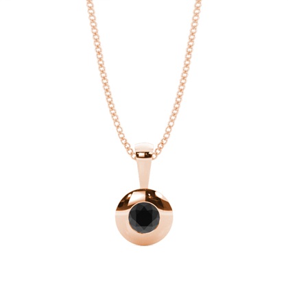 Full Bezel Setting Classic Solitaire Black Diamond Pendant