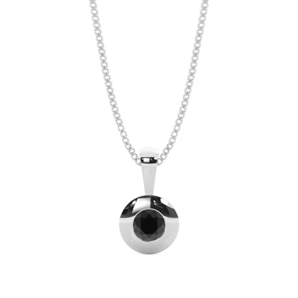 Full Bezel Setting Classic Solitaire Black Diamond Pendant