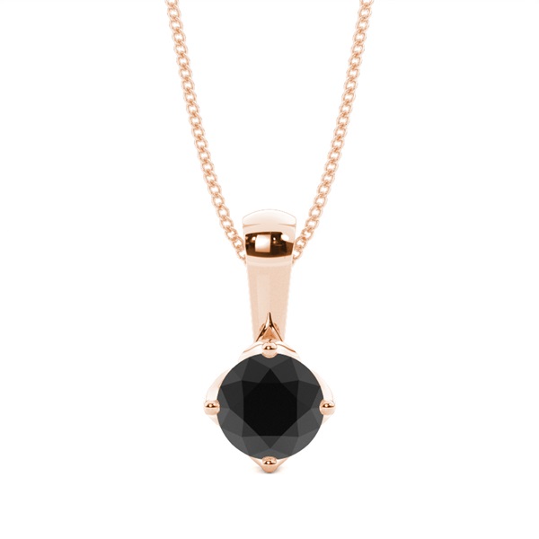 4 Prong Setting Classic Solitaire Black Diamond Pendant