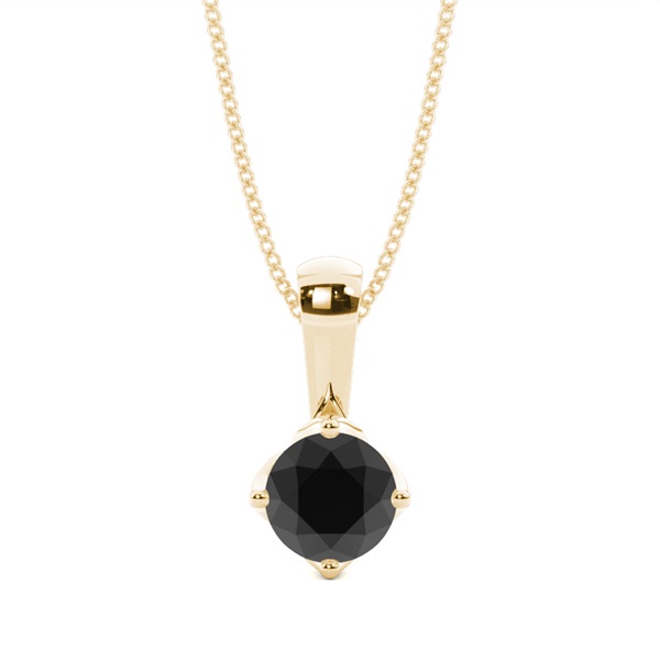 4 Prong Setting Classic Solitaire Black Diamond Pendant