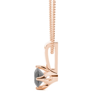 Klassischer Solitar Schwarze Diamant Anhänger in einer Krappenfassung