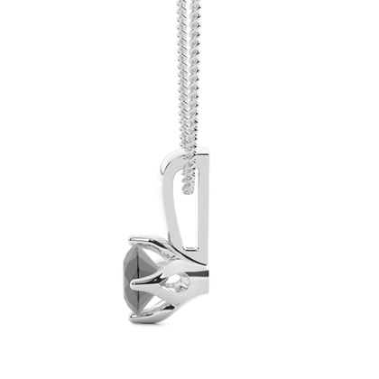 Klassischer Solitar Schwarze Diamant Anhänger in einer Krappenfassung