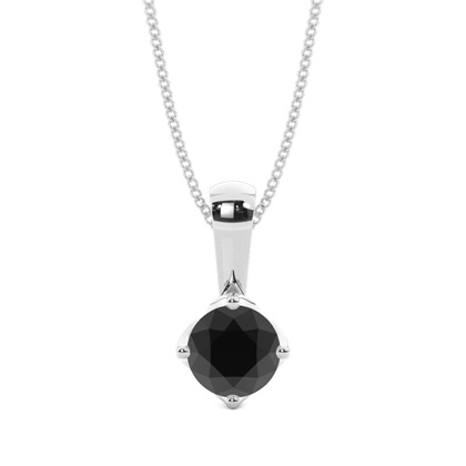 4 Prong Setting Classic Solitaire Black Diamond Pendant