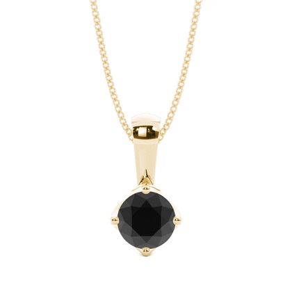 4 Prong Setting Classic Solitaire Black Diamond Pendant