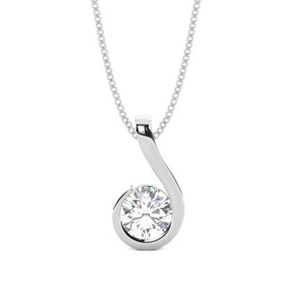 Semi Bezel Setting Classic Solitaire Pendant