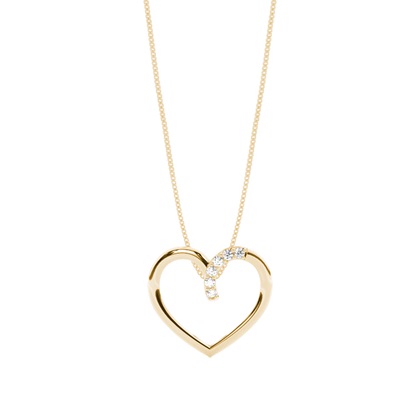 Yellow Gold Heart Diamond Pendants