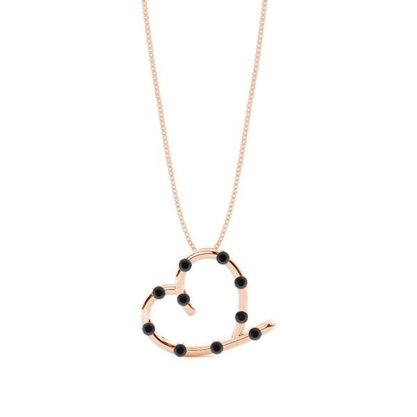 Bar Setting Black Diamond Heart Pendant
