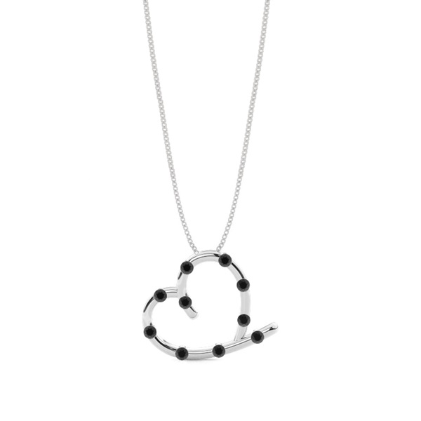 Bar Setting Black Diamond Heart Pendant