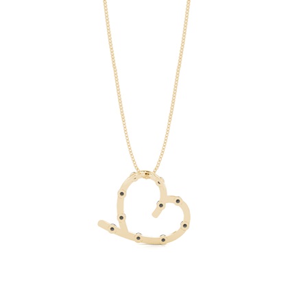 Schwarze Diamant Herz Anhänger in Balkenfassung