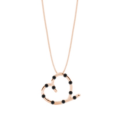 Bar Setting Black Diamond Heart Pendant