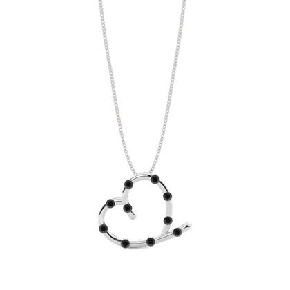 Bar Setting Black Diamond Heart Pendant