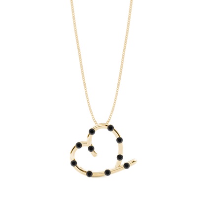Bar Setting Black Diamond Heart Pendant