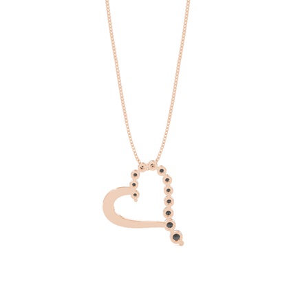 Schwarze Diamant Herz Anhänger in Krappenfassung