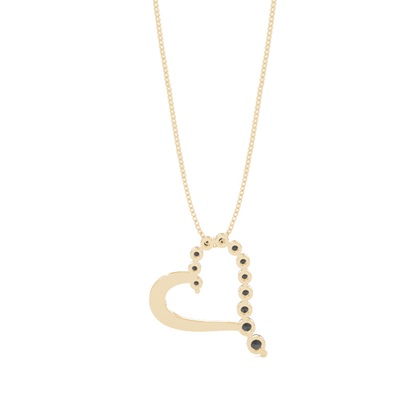 Schwarze Diamant Herz Anhänger in Krappenfassung