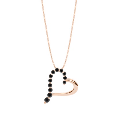 2 Prong Setting Black Diamond Heart Pendant