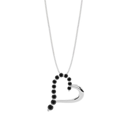2 Prong Setting Black Diamond Heart Pendant