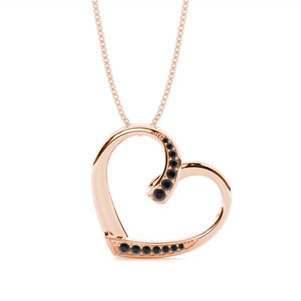 Pave Setting Black Diamond Heart Pendant