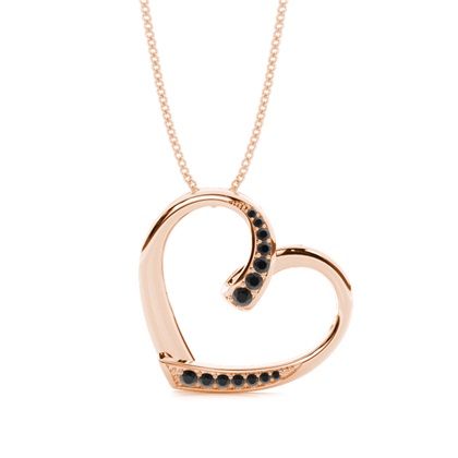 Pave Setting Black Diamond Heart Pendant