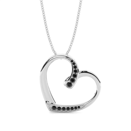 Pave Setting Black Diamond Heart Pendant