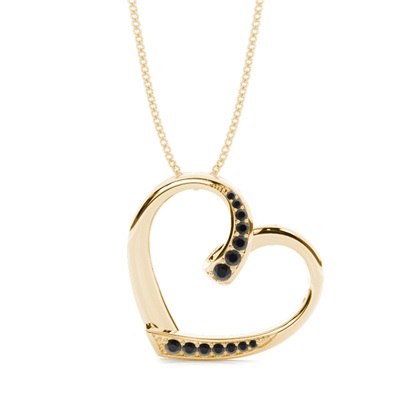 Pave Setting Black Diamond Heart Pendant