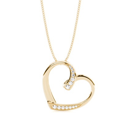 Yellow Gold Heart Diamond Pendants