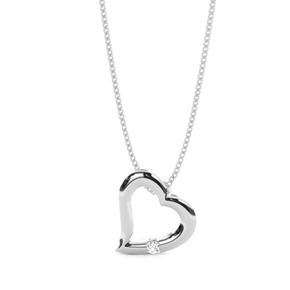 Channel Setting Round Diamond Heart Pendant