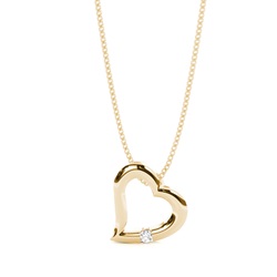 Channel Setting Round Diamond Heart Pendant