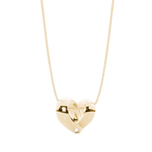 Flush Setting Round Diamond Heart Pendant
