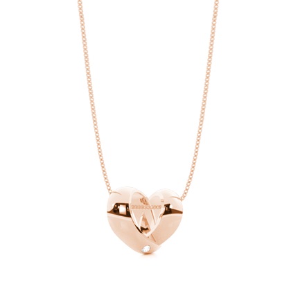 Flush Setting Round Diamond Heart Pendant