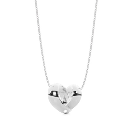 Flush Setting Round Diamond Heart Pendant