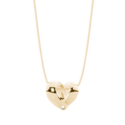 Flush Setting Round Diamond Heart Pendant