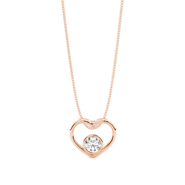 Full Bezel Setting Round Diamond Heart Pendant